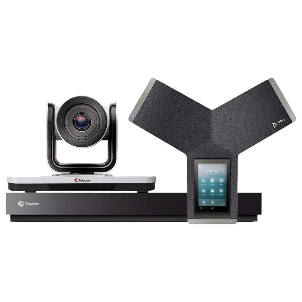 Système de visioconférence Poly G7500 avec caméra EagleEye IV et configuration modulaire pour grandes salles.