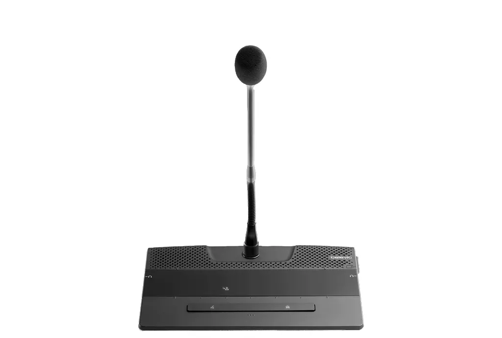 Poste de conférence sans fil Televic Confidea GO G4 avec microphone col de cygne.
