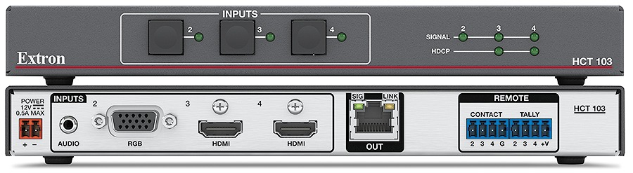 Système Extron HC 404 installé dans une salle de réunion pour la présentation HDMI plug & play.
